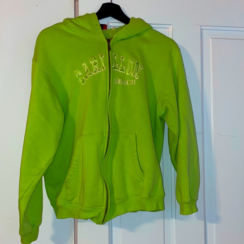 Lime green zip up jacket size: Medium